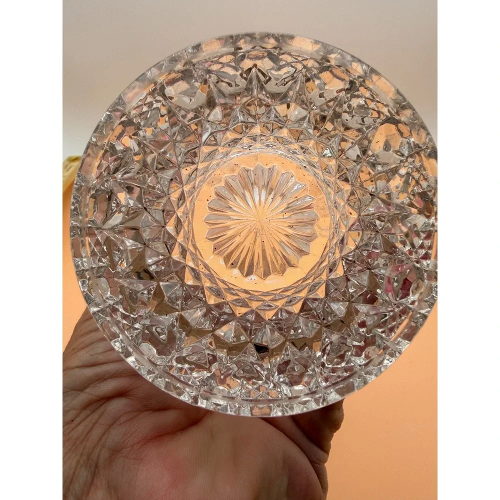 New Martinsville Clear Glass Basket Meadow Wreath Etch Radiance 1930s Vintage